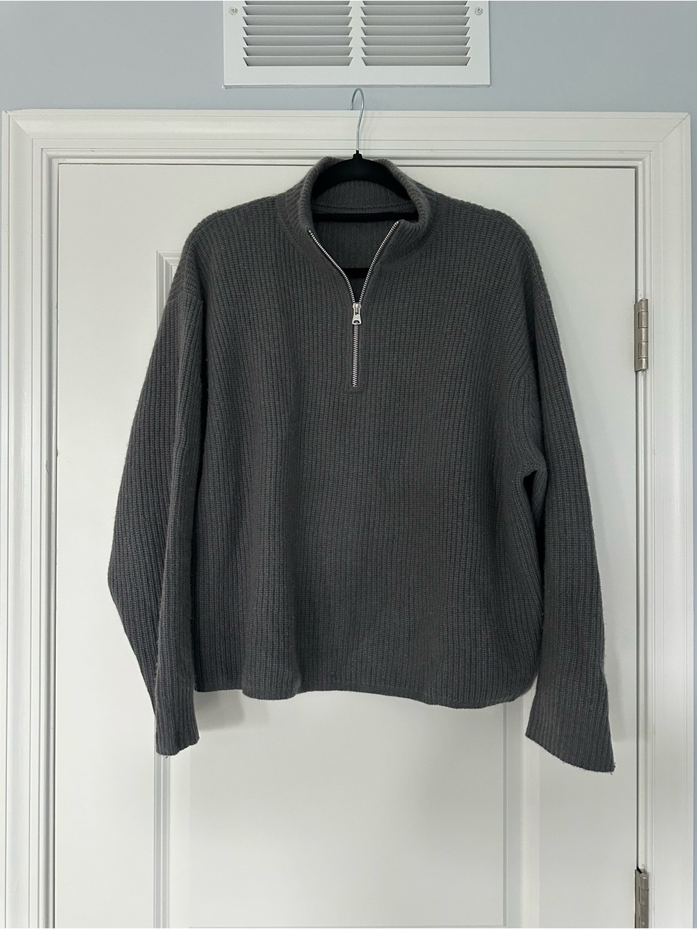 Jenni Kayne Charcoal Gray Half-Zip Turtleneck Sweater